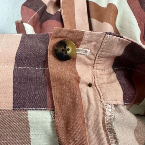 Madewell Womens 14 High Waist Paperbag Shorts Rainbow Stripe Belted Cotton Linen - Picture 5 of 11